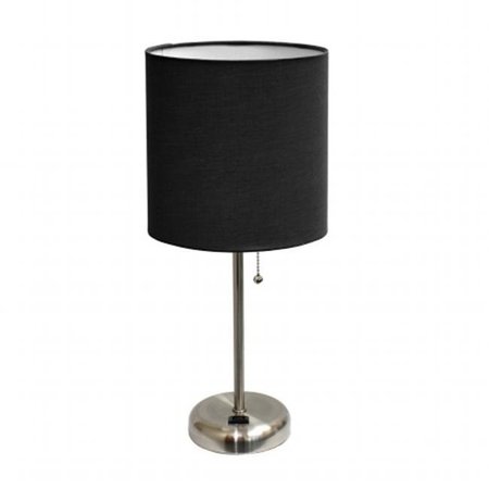 ALL THE RAGES All The Rages LT2024-BLK Outlet and Fabric Shade with Charging LimeLights Stick Lamp ; Black LT2024-BLK